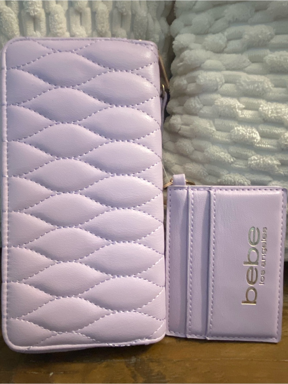 bebe Lavender Quilted Wallet with Matching Cardholder - Picture 2 of 4